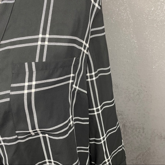 BCX plaid roll tab button up collared blouse - Picture 6 of 12